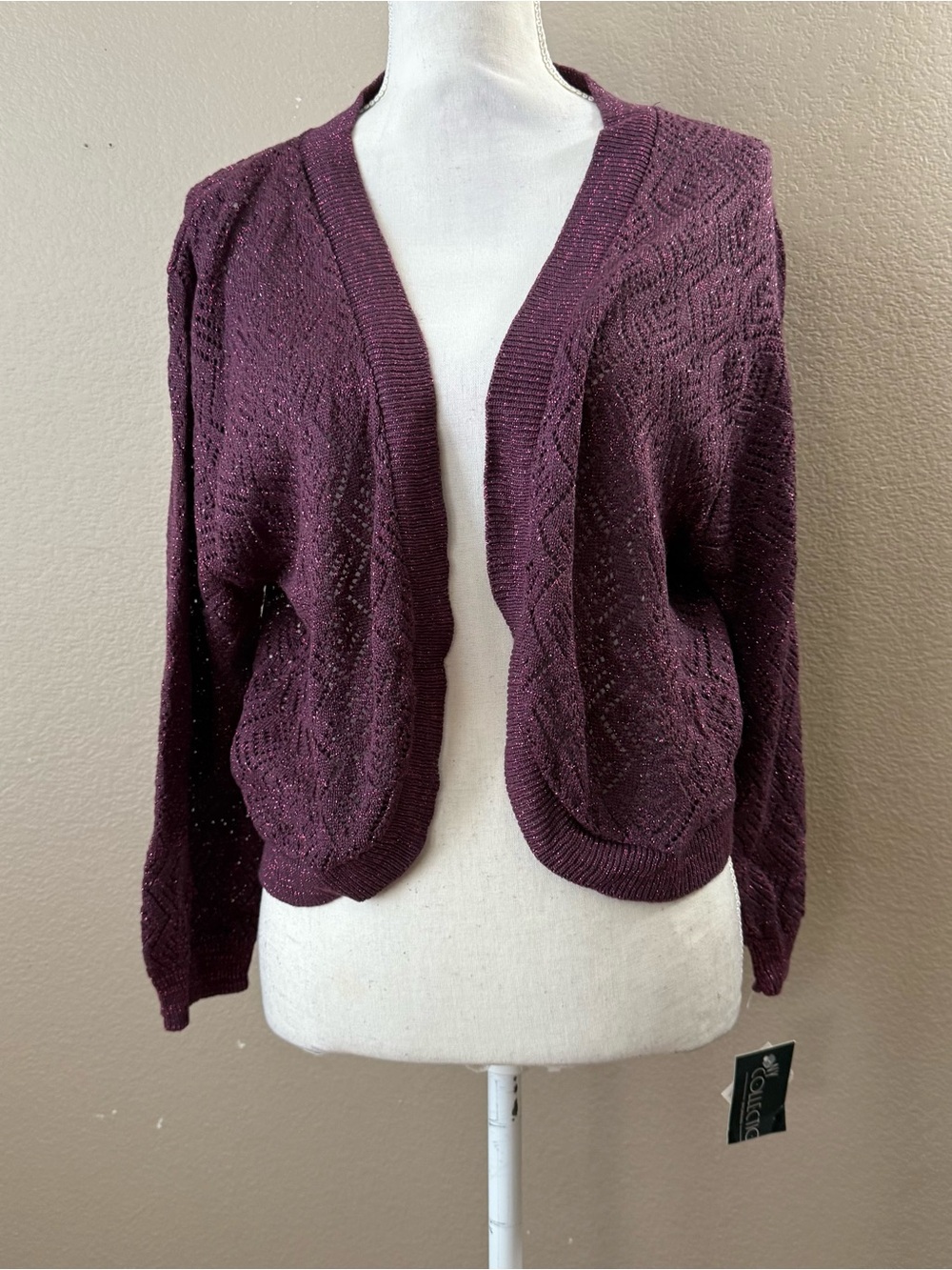Sparkle Berry open front knit cardigan size 3x (Runs Small)